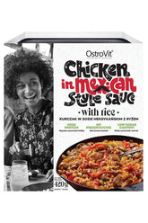 OstroVit Chicken in Mexican style sauce with rice, 420g meal featuring high protein and low sugar content.
